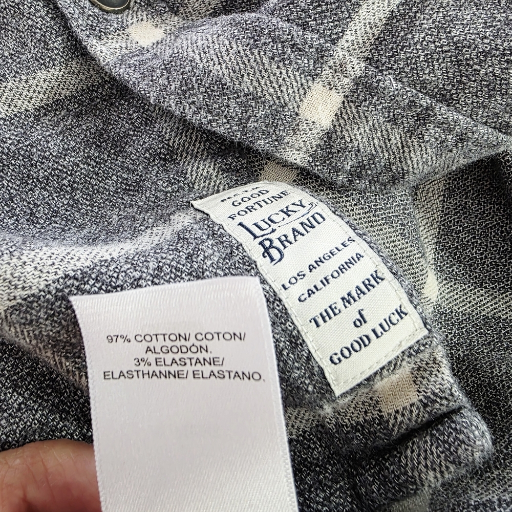 Lucky Brand Saturday Stretch Pearl Snap Shirt Mens Size XL Gray Chest Pockets‎ - Picture 7 of 9